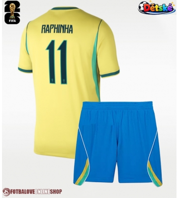 Brazílie Raphinha Belloli #11 Domácí dres komplet pro Děti MS 2026 Krátkým Rukávem (+ Krátké kalhoty)